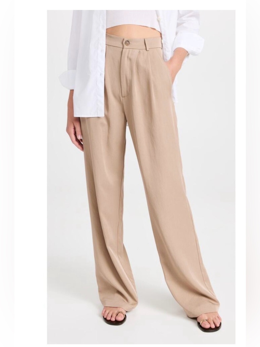 Reformation Mason High Waist Wide Leg Pants in Khaki sz 4